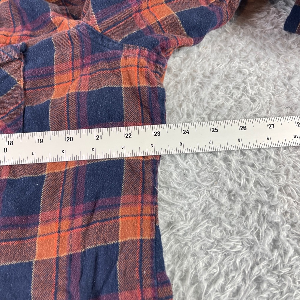 Wrangler Mens XL Plaid Long Sleeve Button Up Shirt Orange Navy Blue Flannel - Picture 6 of 10
